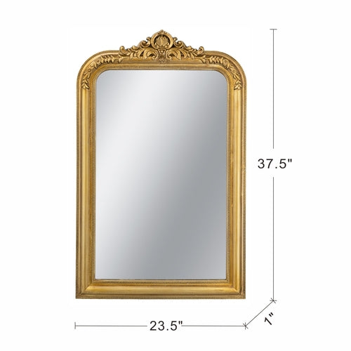 23.5x37.5' Decorative Arched Wall Mirror With Ornate Gold Crest Design