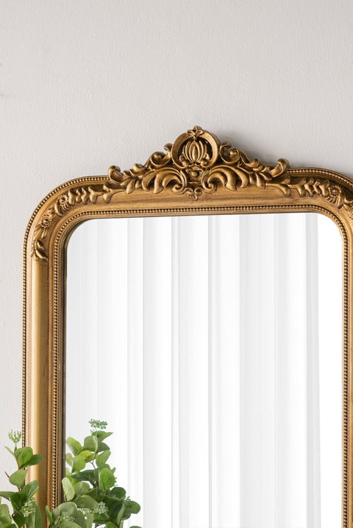 23.5x37.5' Decorative Arched Wall Mirror With Ornate Gold Crest Design