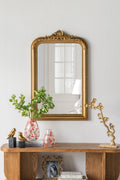 23.5x37.5' Decorative Arched Wall Mirror With Ornate Gold Crest Design